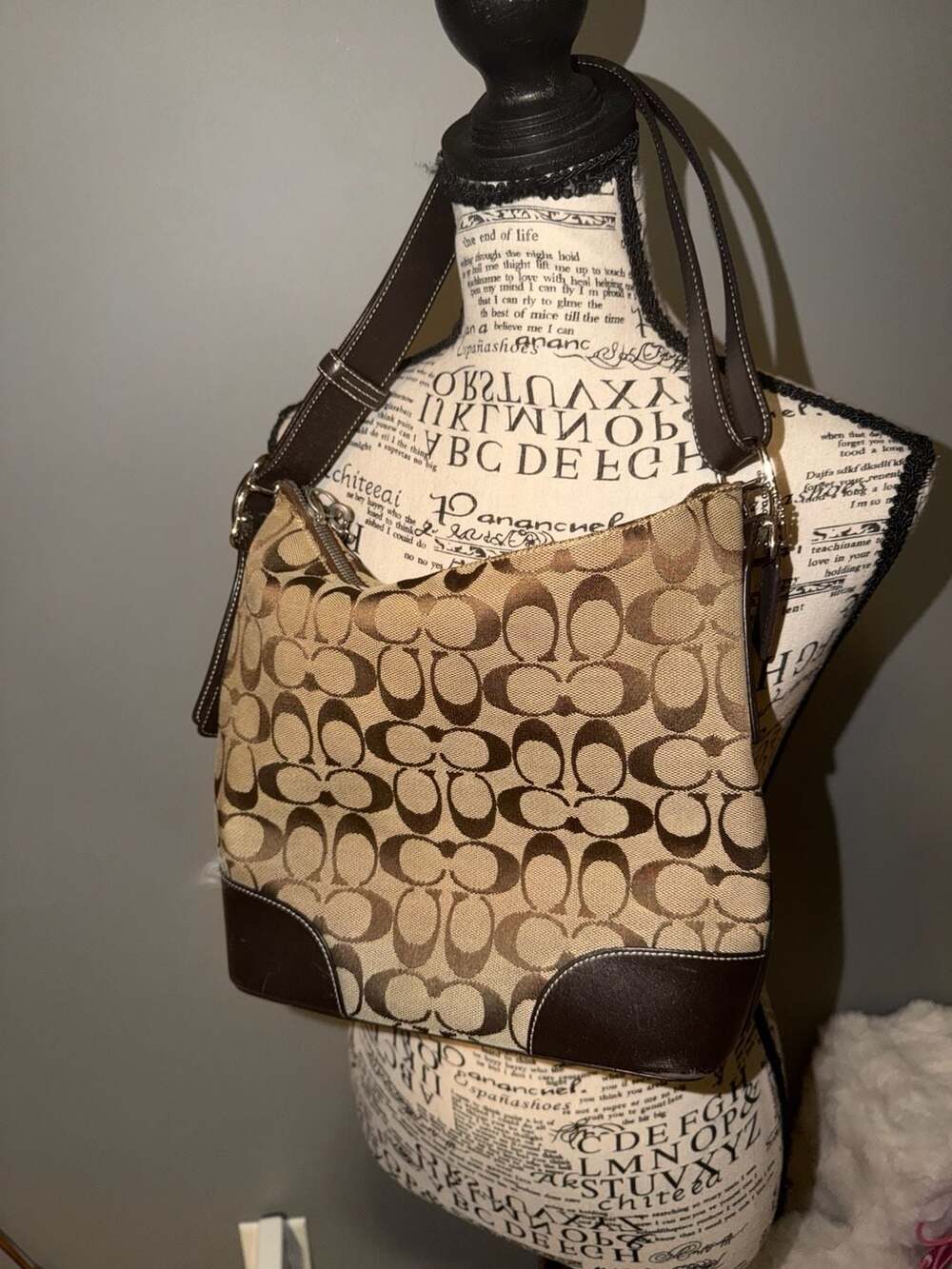 Coach Signature Monogram Canvas Hobo Bag E3K-6347